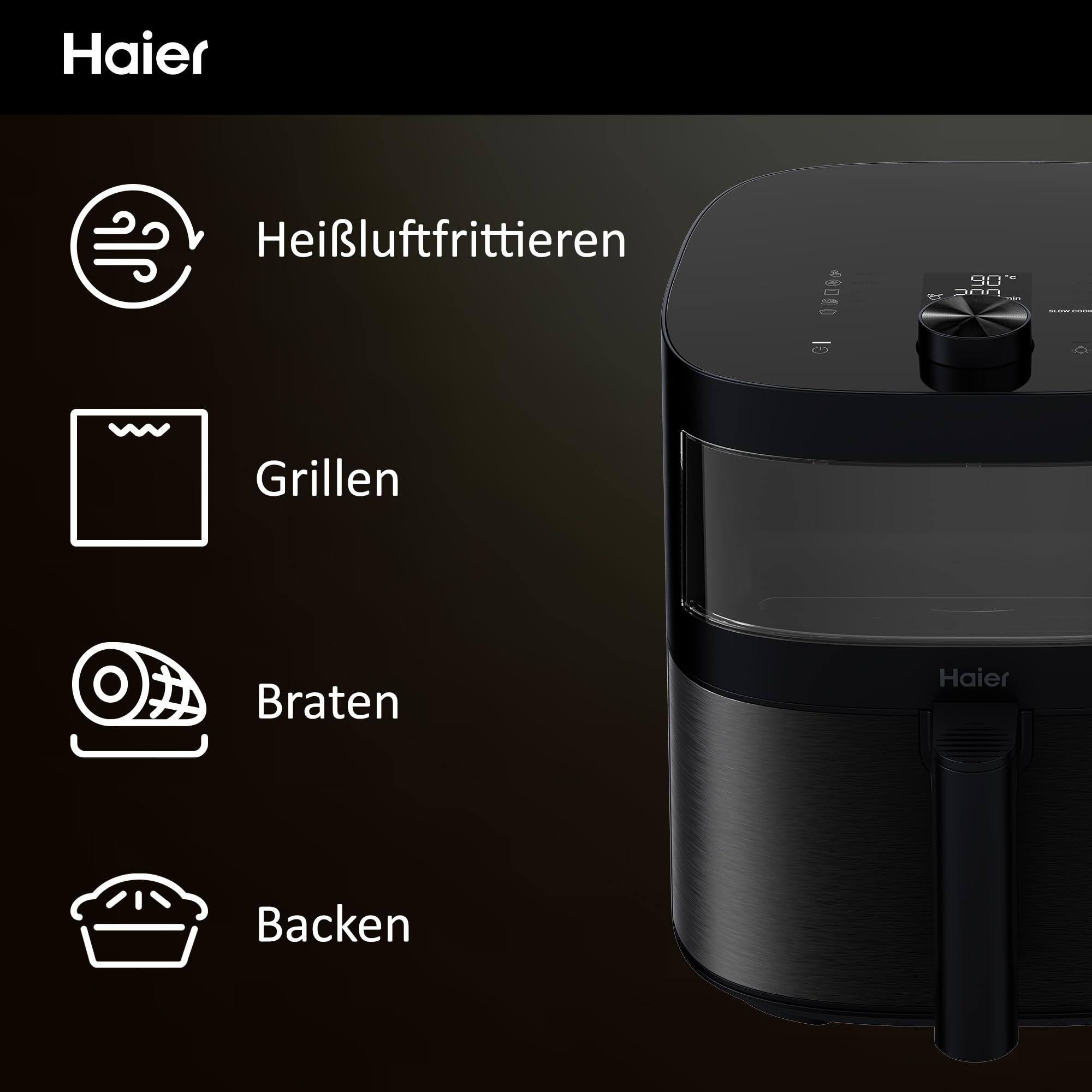 Haier HAF5TWA3 011 - Airfryer - 7 L 9 programma's 40° - 200 °C 2000 W