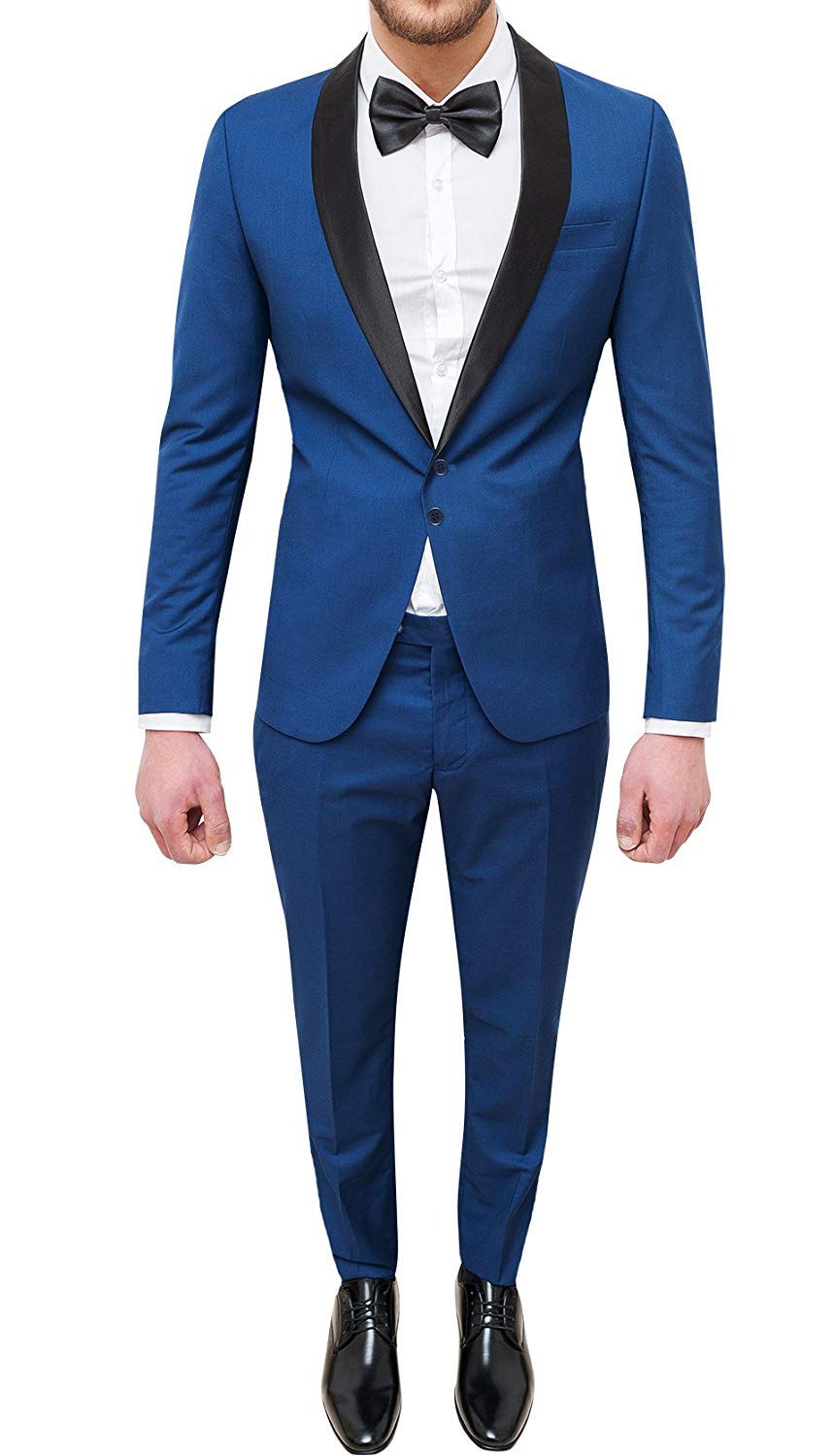 Abito Uomo Sartoriale Blu Slim Fit Vestito Smoking Elegante Cerimonia
