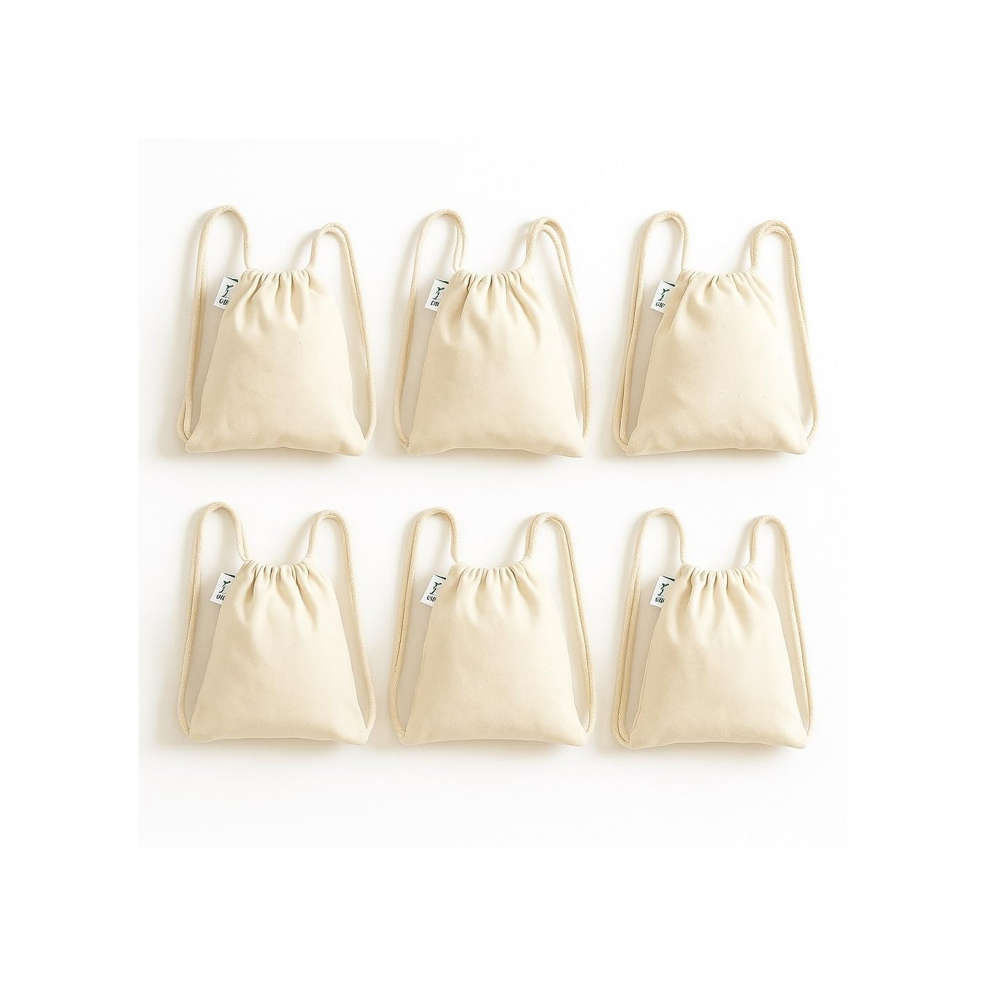 VantageKart Canvas Drawstring Backpack – 6 Pack | 12"x11" Reusable Canvas Cinch Bags for Gym, Sports, Travel, Beach, Cycling, Artists & Workshops