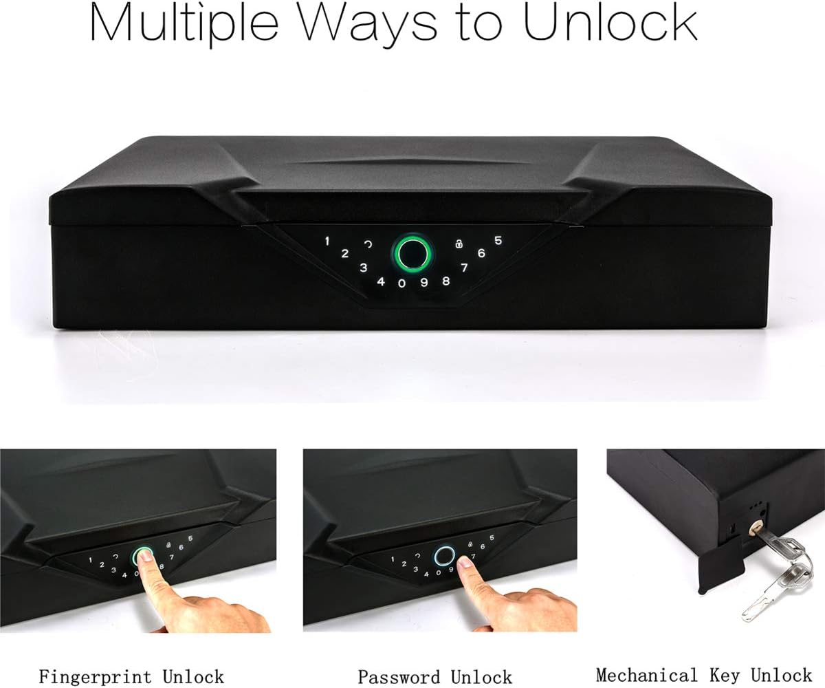 Super Sale 🛒 Biometric Gun Safe, Fingerprint and Password Security Touchscreen Keypad Gun Safe, Quick-Access Firearm with Fingerprint and Possword, Large Size, Home & Personal Safe Series