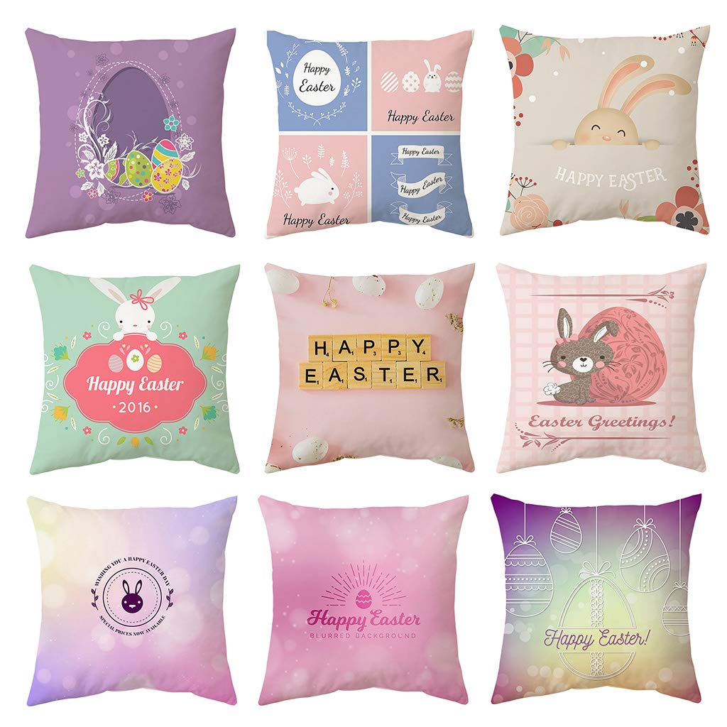 Housses de coussin de Pâques lot de 9 carrés 45x45 à offrir pour la décoration de maison