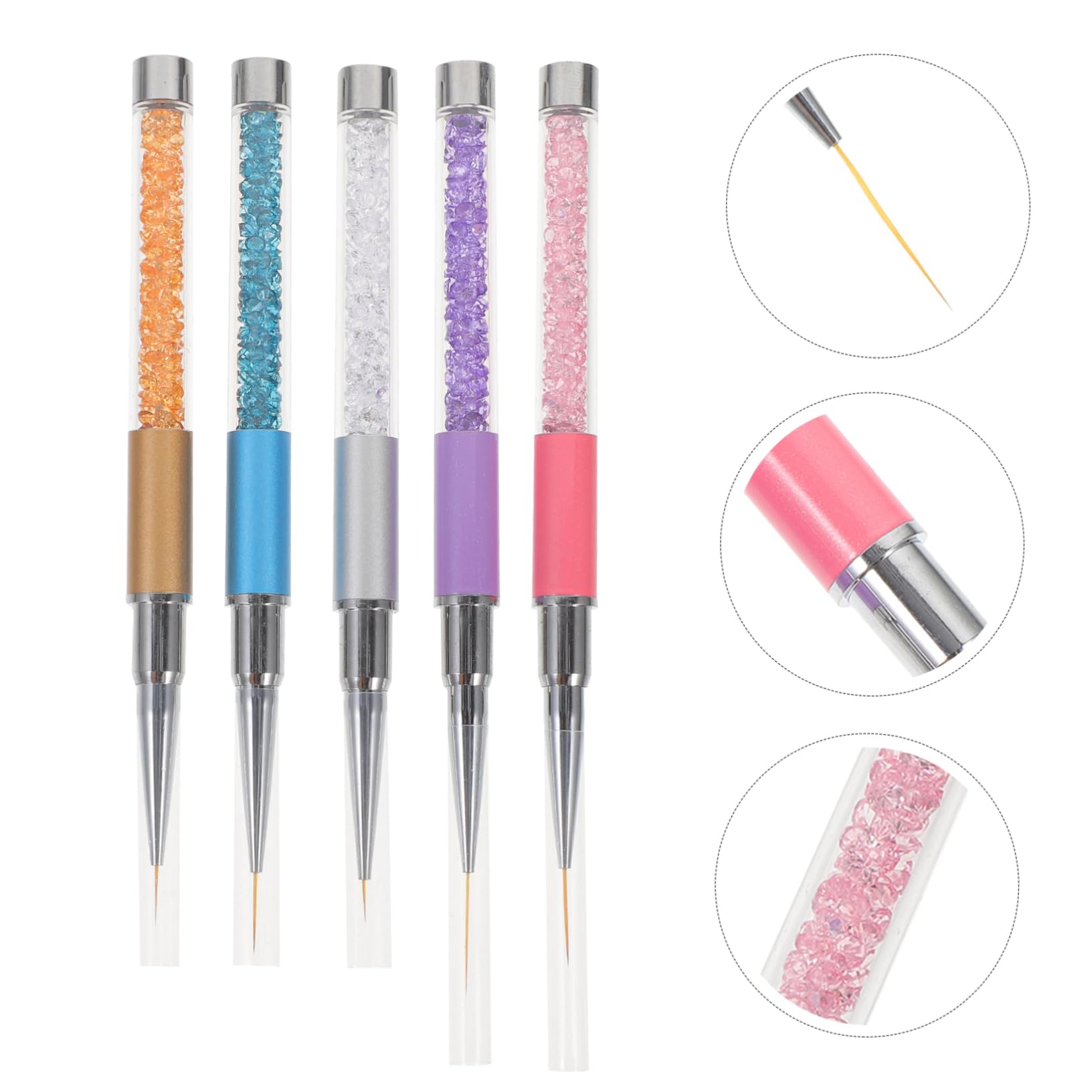 FRCOLOR Juego de 25 pinceles para arte de uñas, lápiz de dibujo 3D, gel de purpurina, accesorios de uñas, lápiz de manicura, lápiz de uñas con lápiz de diamante, herramienta de manicura y fibra