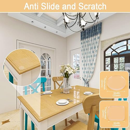 Miniatura 6 de Protector de mesa de vidrio suave transparente de alta calidad, antideslizante y arañazos para mesa de cristal, almohadillas de goma no adhesivas