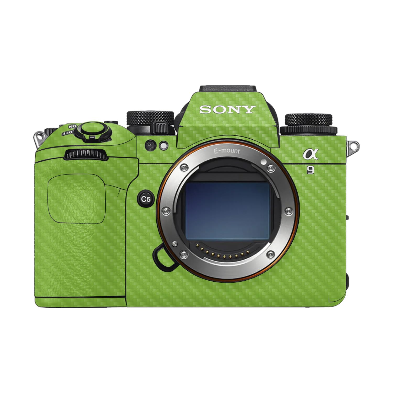 Carbon Fiber Camera Skin Compatible with Sony Alpha 9 III (2024) - Solid Lime Green - Premium 3M Vinyl Protective Wrap Decal Cover - Easy to Apply | Crafted in the USA by MightySkins