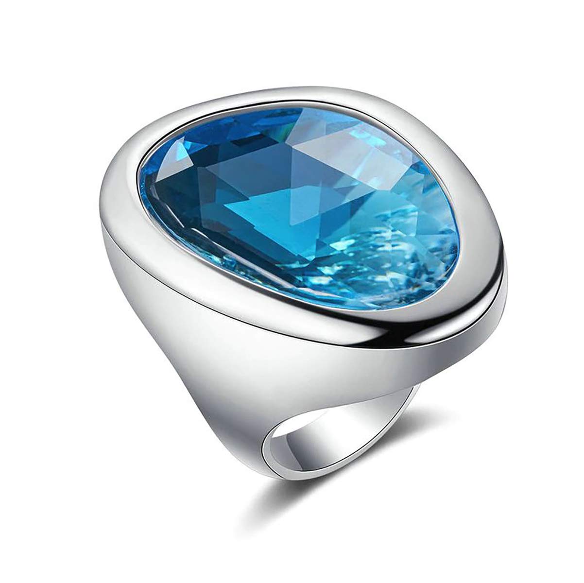 RUVEE Hues of Arctic Brass Alloy Platinum Plated Blue Crystal American Diamond Alloy Ring for Men & Women (7) (B07T2HCLCR) Amazon Price History, Amazon Price Tracker