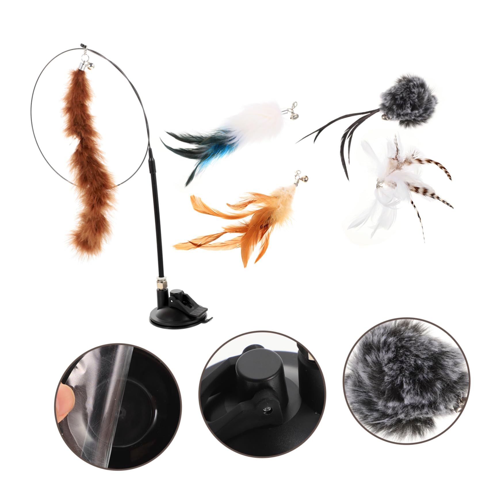VANZACK 18pièces Kit De à Teaser Peluche pour Chat Jouets Interactifs avec Ventouse Bâtonnets Amusants pour Autoplay Et Détente des Chats