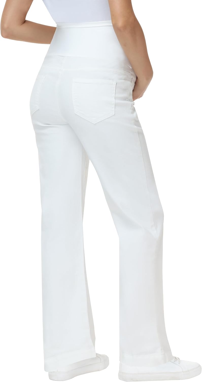 Foucome Maternity Jeans Over The Belly Wide Leg Jeans Stretch Baggy Pregnancy Denim Pants