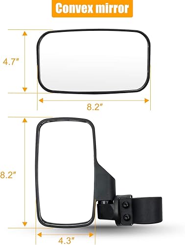 Miniatura 3 de RANSOTO Espejo retrovisor lateral UTV y espejo central para barra de 1.6 a 2 pulgadas, compatible con Polaris RZR Ranger Can-Am Maverick Commander