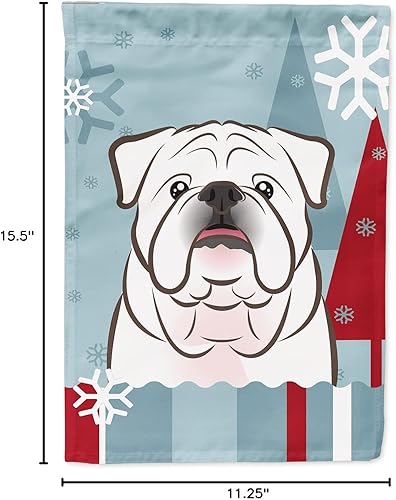 Miniatura 7 de Caroline's Treasures BB1716GF - Bandera de jardín de bulldog inglés blanco para vacaciones de invierno, bandera decorativa para patio exterior,