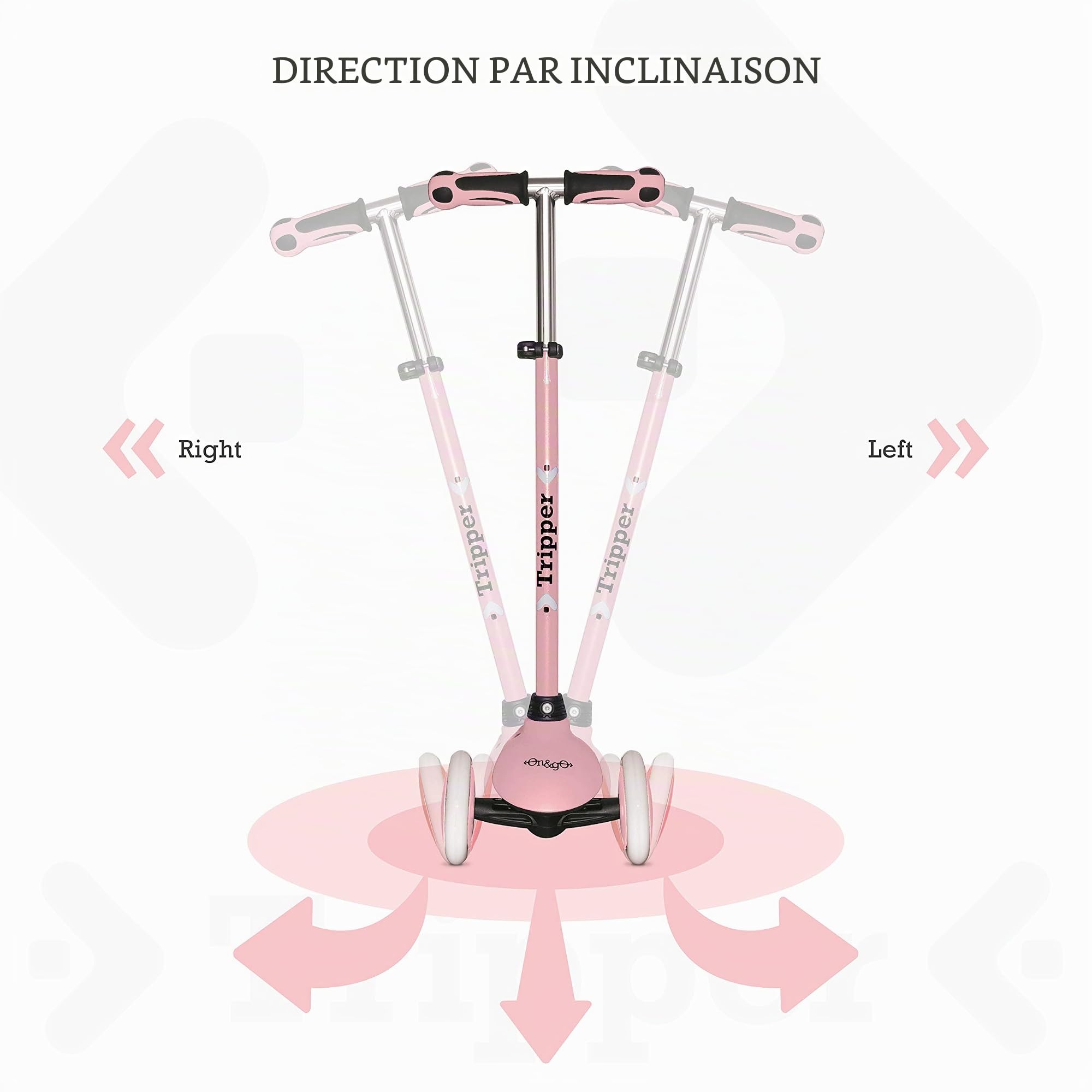mondo Toys - Trottinette 3 Roues - on & Go Tripper - Rose - Glisse Urbaine - Enfant - 3 Ans et Plus - 28571