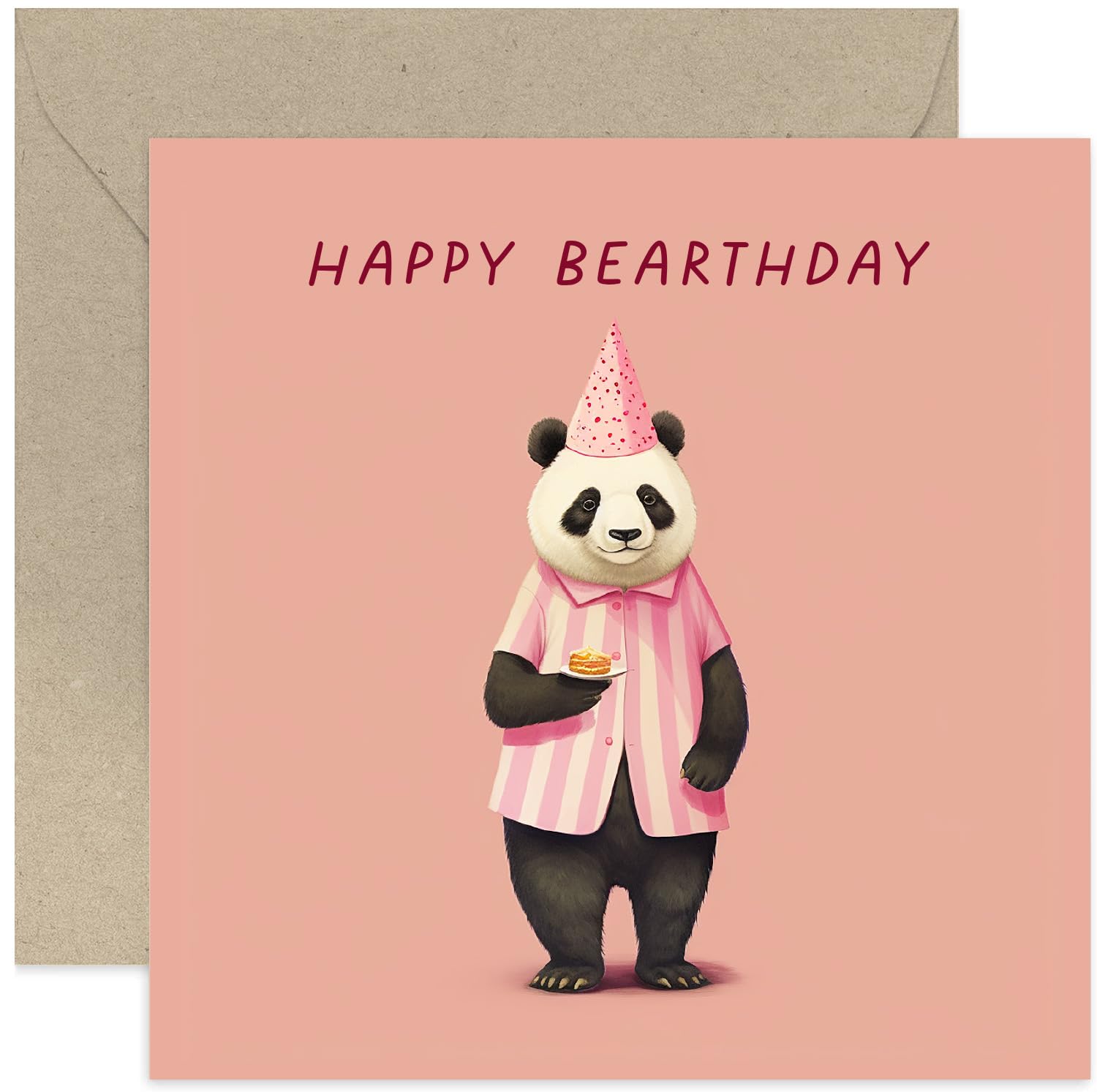 Old English Co. Geburtstagskarte 'Happy Bearthday' – Lustige Panda Karte Für Sie & Ihn, 15x15 Cm, Blanko Innen