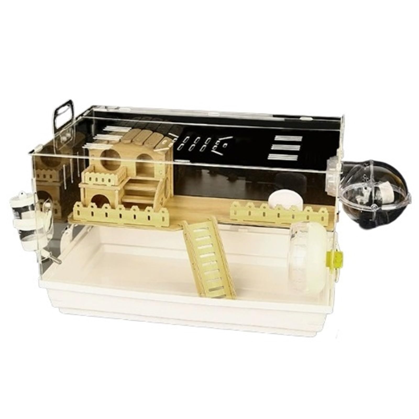 Cage à Hamsters Cage à Hamster Double Couche entièrement Transparente avec Accessoires en Bois spacieuse