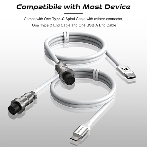 Miniatura 4 de ZIYOU LANG Cable USB C a A y C en espiral personalizado 2 en 1 con cable espiral desmontable extensible de doble manga conector de aviador de metal