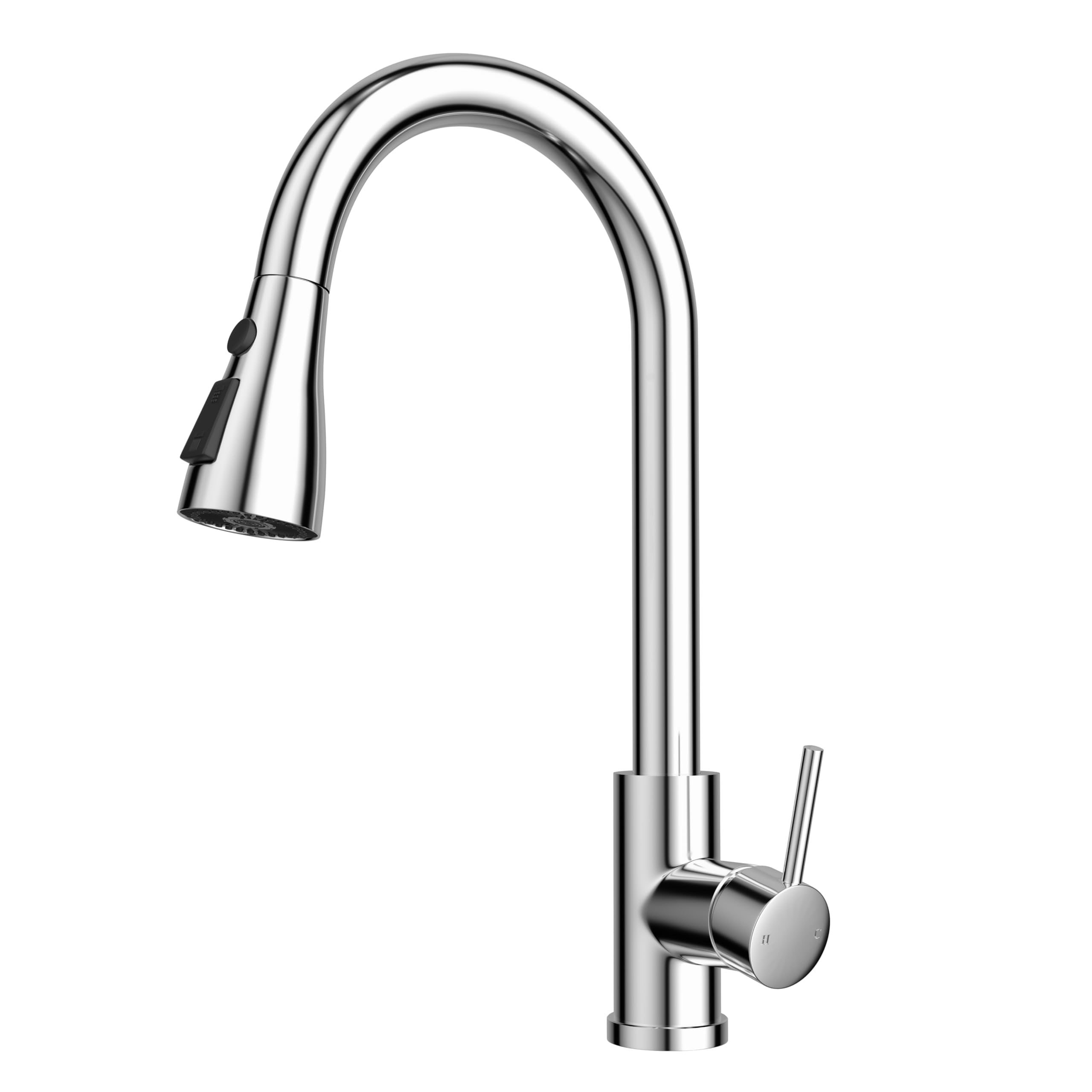 Wasserhahn Küche Ausziehbar, Hochdruck Küchenarmatur mit Brause, Armatur Küche mit 3 Strahlarten, 360° drehbar Mischbatterie Küche Spültischarmatur, Edelstahl Poliertes Chrom