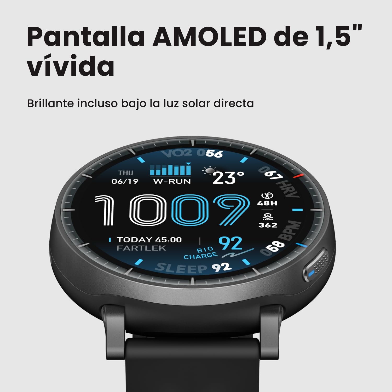 Amazfit Active MAX Reloj Inteligente 48mm, Pantalla AMOLED 1.5", Batería hasta 25 Días, Mapas, NFC, GPS, 170+ Deportes, Resistente al Agua, Ritmo Cardíaco y Sueño, Smartwatch para Android iPhone
