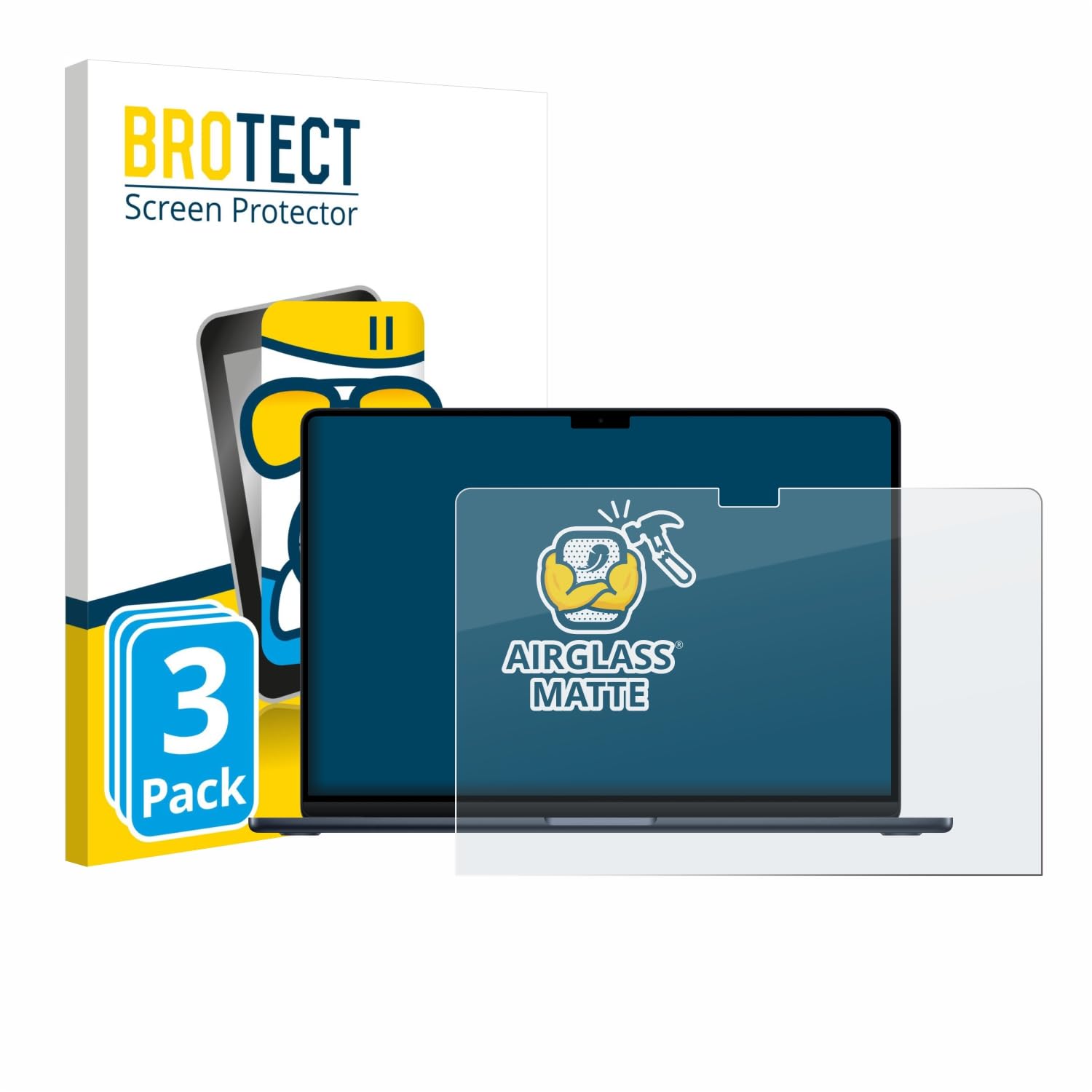 BROTECT 3 Unidades Lámina para Apple MacBook Air 15" M5 2026 | Mate Protección Pantalla Made in Germany, Anti-Reflejos Dureza 9H Anti-Arañazos