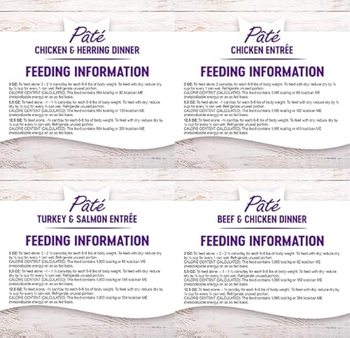 Wellness Natural Premium Canned Cat Wet Food Pate - 12 Pack Cans Variety Bundle Pack 4 Flavor - (Chicken,Beef, Salmon & Turkey) W/ Hs Pet Food Bowl - (3 Ounce) #TOP6