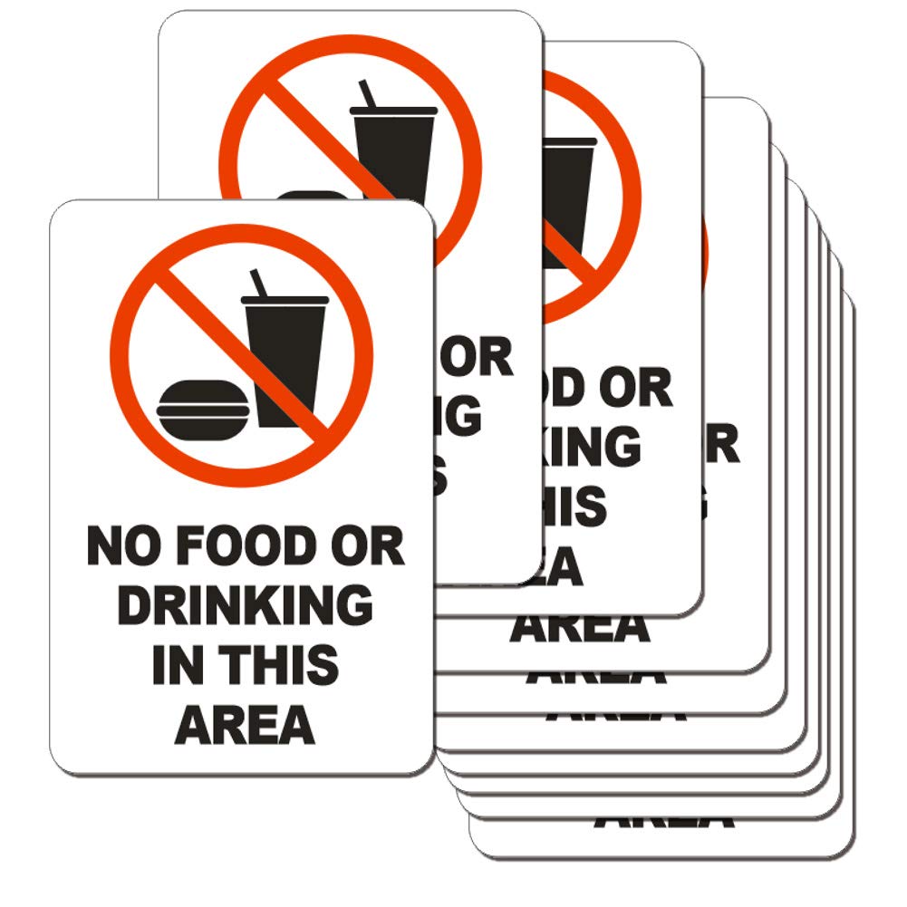 ICObutyNo Smoking or Drinking in This Area Sticker Sign 10 Set 2 X 3 Inch 5 Mil Vinyl Laminated for Ultimate Protection Durability Self Adhesive Decal UV Protected Weatherproof (P)