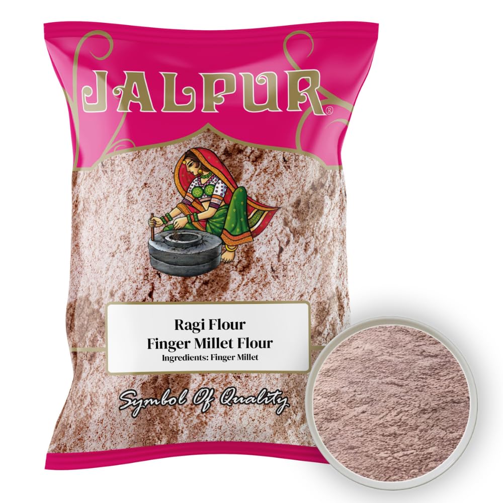 JALPUR MILLERS Ragi Flour 500g – Premium Nachni Atta | Nutritious Finger Millet Flour | Rich in Calcium, Iron & Fibre – Ideal for Chapatis, Dosa, Porridge & Healthy Baking – Flour for Balanced Diets