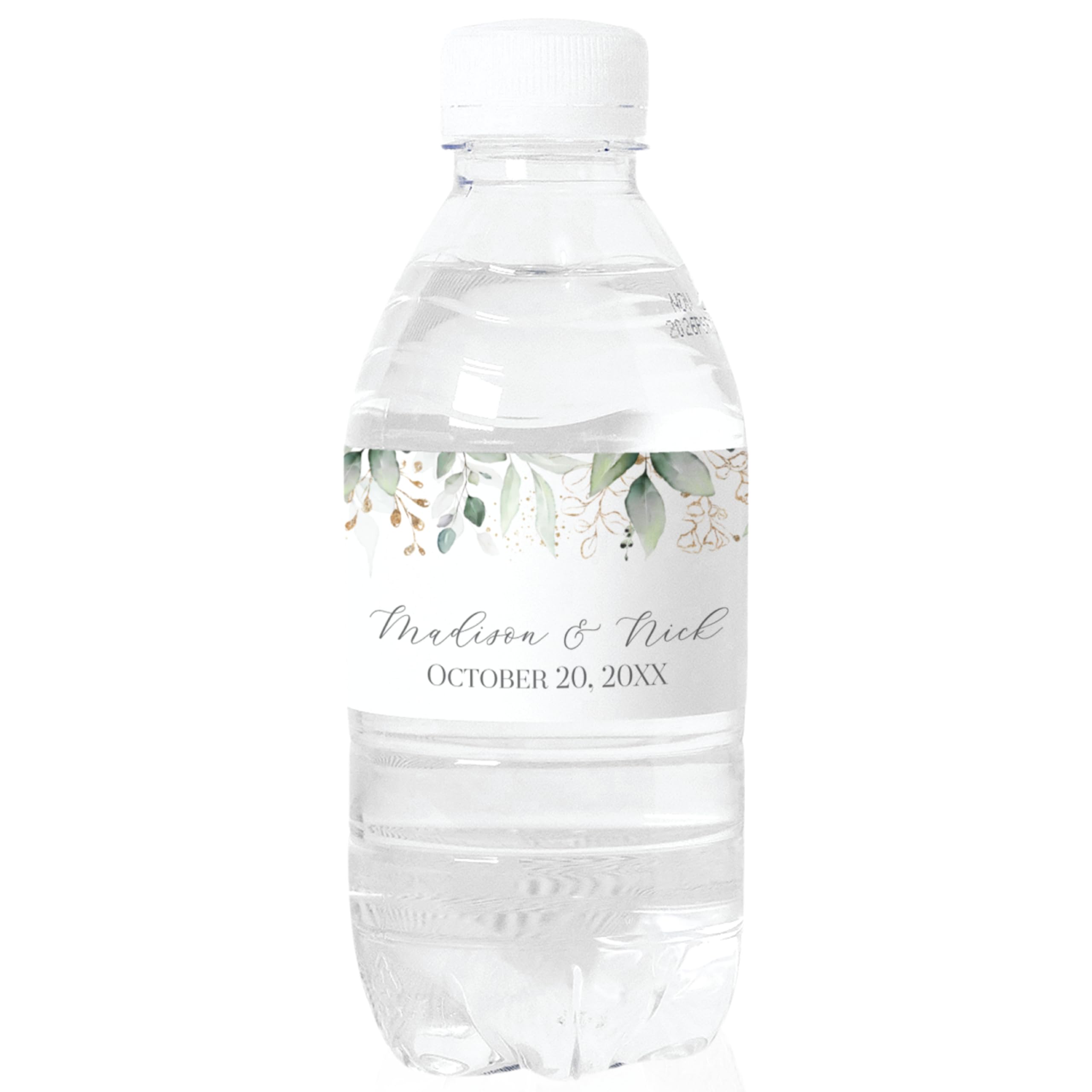 Personalized Water Bottle Labels with Choice of 30 Flower Styles - Choose Font and Pre-Made Phrases or Design Custom Text - LABELS ONLY (003 Green and