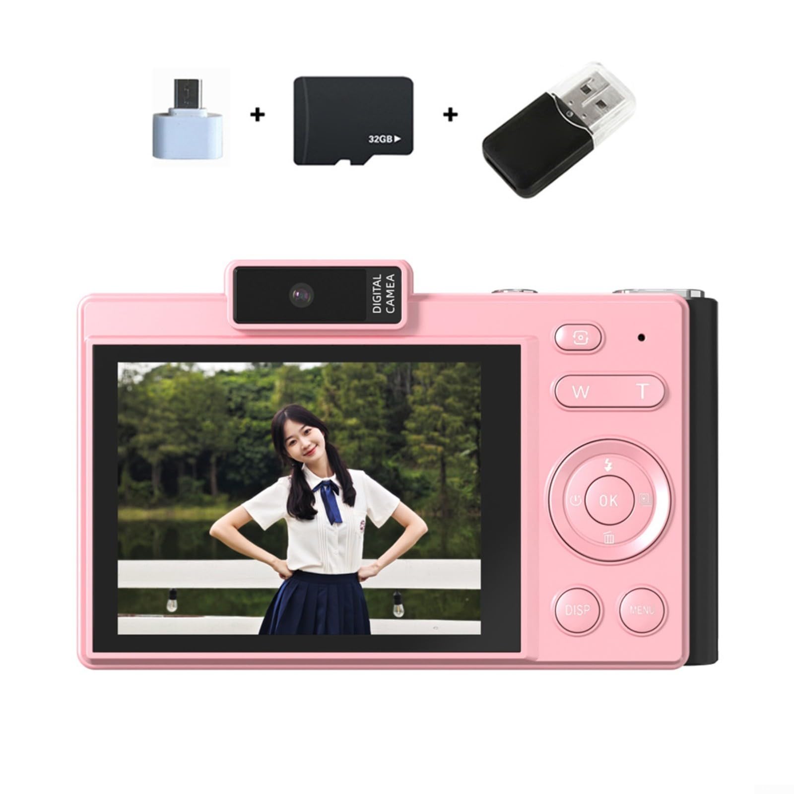 Fotocamera digitale, videocamera digitale, 4 K 2,8 pollici, 4800 W, messa a fuoco automatica 16x, per principianti, adolescenti, studenti (verde 32G)