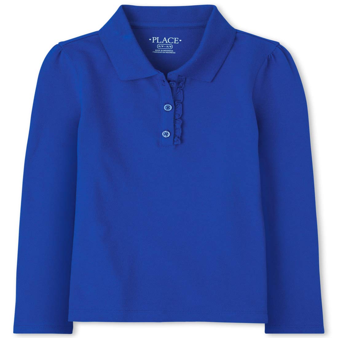 The Children's Place Girls' Uniform Long Sleeve Ruffle Pique Polo