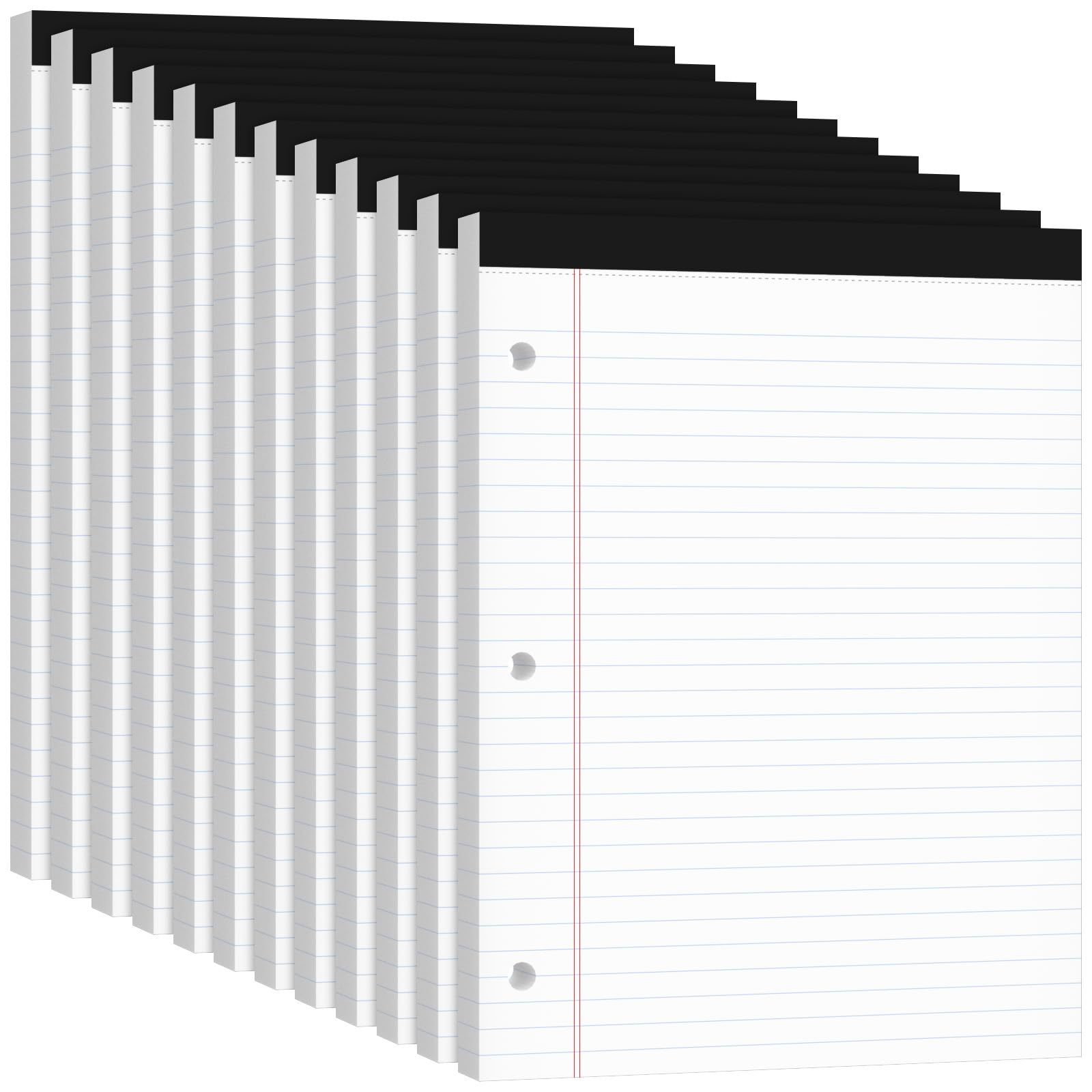 Legal Pads 8 5x11 50 Sheets Pack 12 Pack 3-Hole Punch Perforated Writing Pads Wide Ruled White Lined