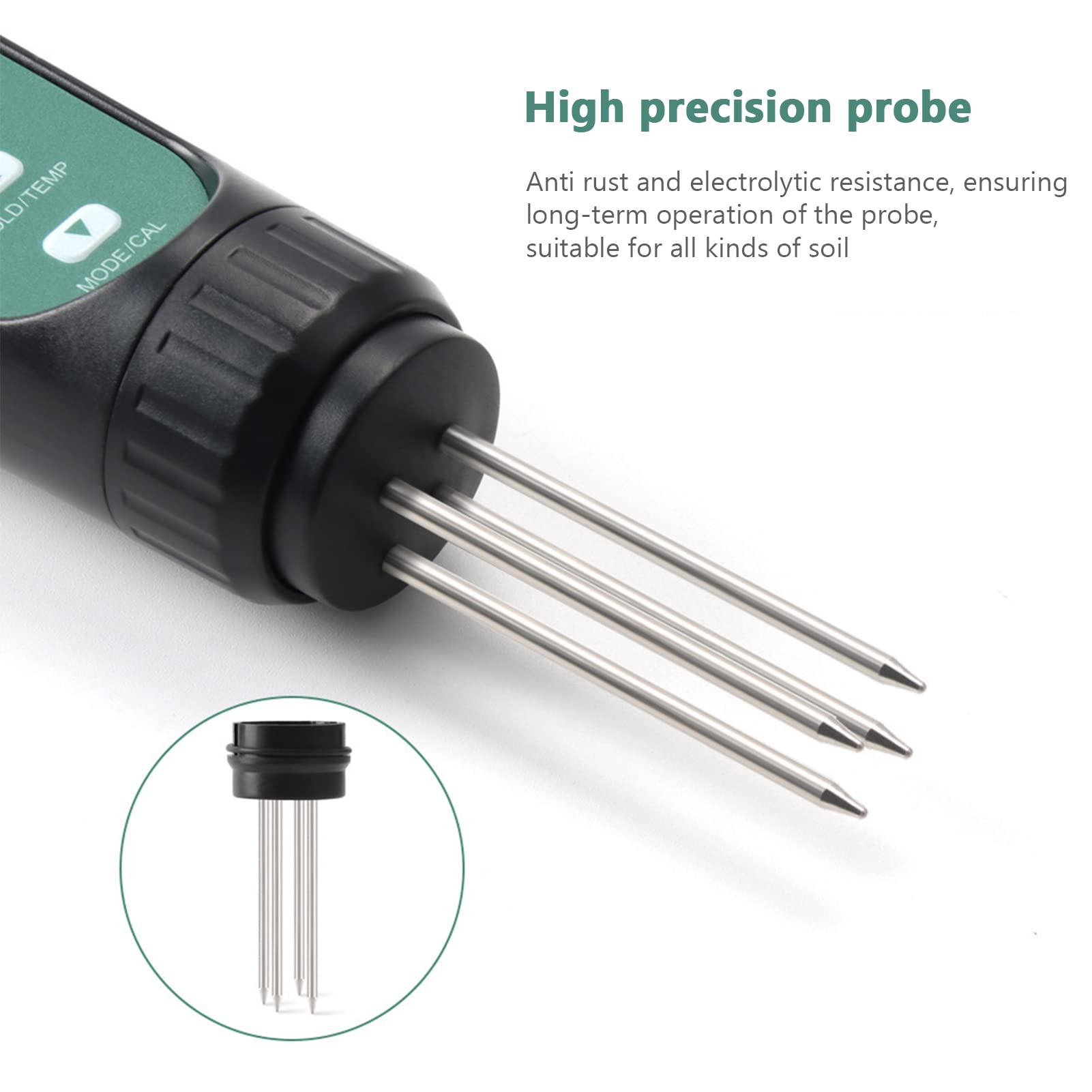 Kavolet Tester di suolo digitale LED,tester di suolo tre in (test di conducibilità/temperatura/umidità CE), tester di terreno ideale per la cura delle piante, giardini, prati e fattorie