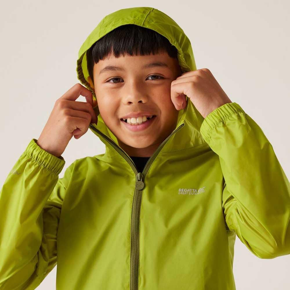 Regatta Great Outdoors Kids Pack It Jacket III Waterproof Packaway Black (5-6 Years) (Grenoble Green)