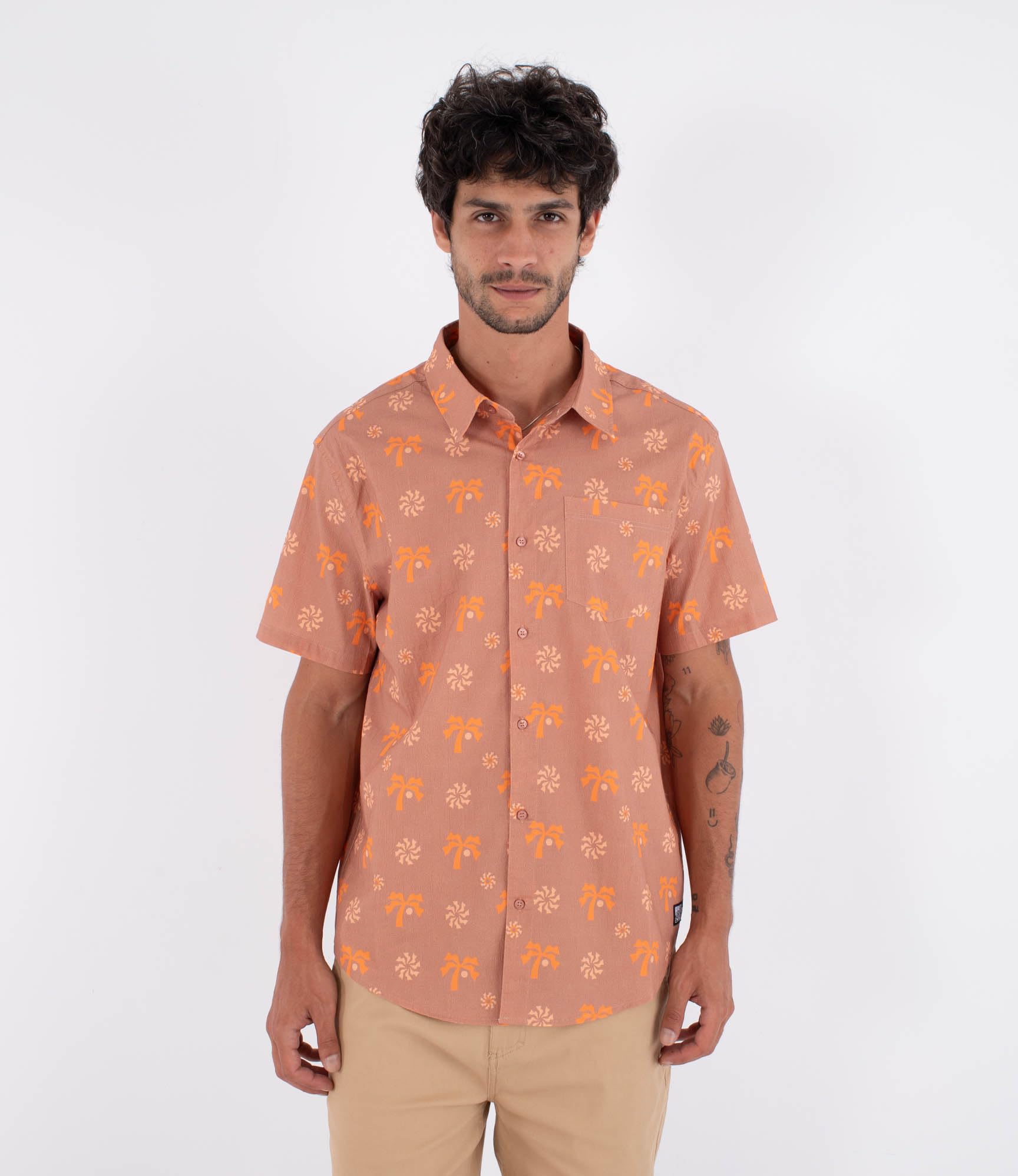 Hurley Mens Short-Sleeved Printing Press Coconut T-Shirt, Orange, S EU