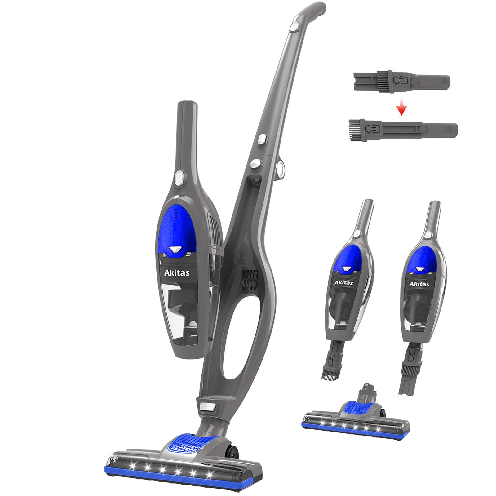 Akitas2 in1 Cordless Vacuum Cleaner Upright Handheld Stick Lightweight 22.2v 150W Rechargeable Lithium Battery Good For Carpet, Pet Hair (AKU10)