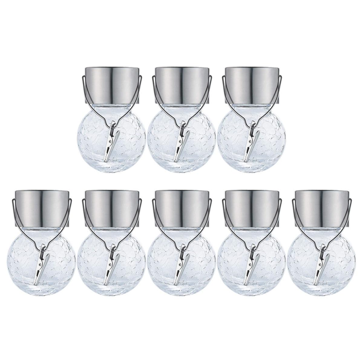OSALADI Lampada Solare da Giardino a Sospensione Sfera di Vetro Crepato, Set 8 Pezzi, Luce Decorativa Wireless per Esterno, Veranda, Patio e Feste