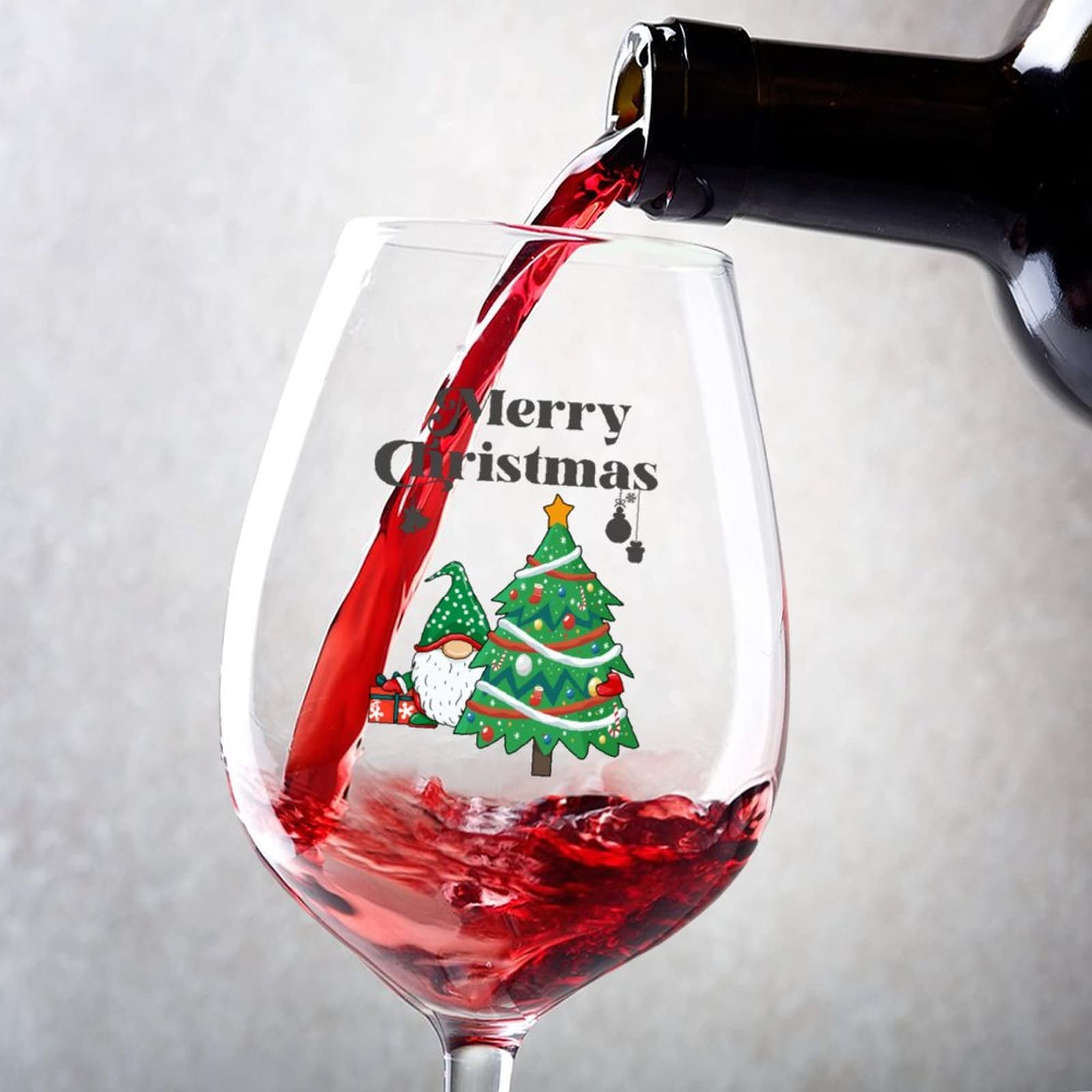 Verres à vin rouge Père Noël et sapin de 481 ml pour fêtes lot de 2