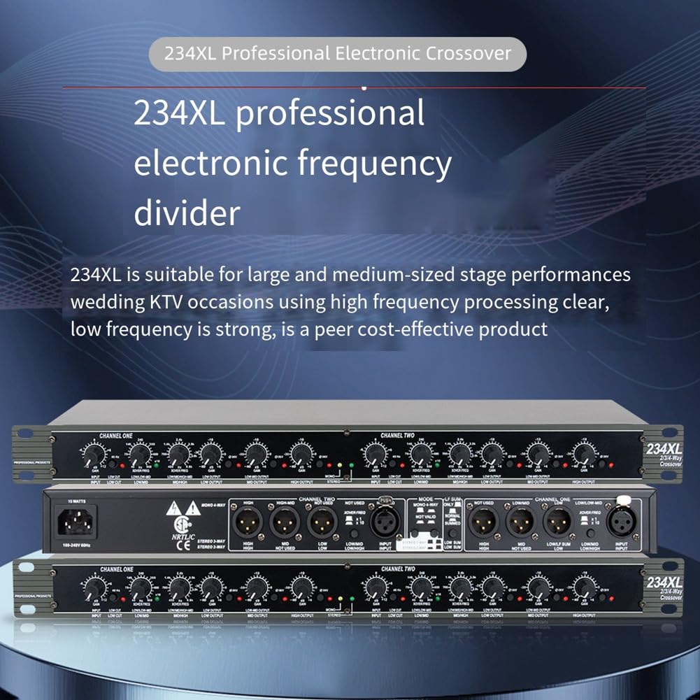 Geuxe 234XL Stage Crossover Professional Bass 2 Crossover 3 Crossover 4 Crossover Electronic Audio Crossover US Plug, 500719236A1