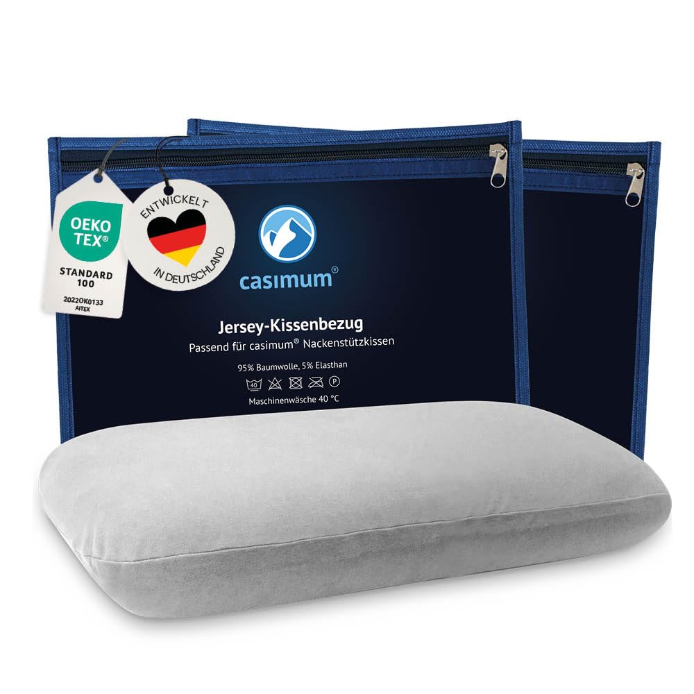 casimum Nackenkissenbezug COMFORT, Grau – Doppelpack (2 Stück)