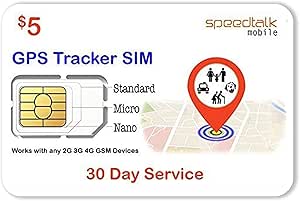 SpeedTalk Mobile $5 Preloaded GSM SIM Card for 5G 4G LTE GPS Trackers for Pet Kids Senior Vehicle Car Activity Tracking Devices | 30 Days Wireless Service in The US with Canada &amp; Mexico Roaming