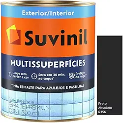 Tinta multisuperficies epoxi Preto Absoluto Acetinado 800ml Suvinil piso e azulejo