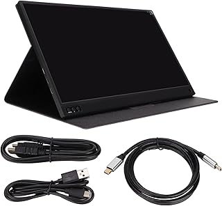 Naroote Portable Monitor Computer Monitor Portable Monitor Laeflaek,Portable Monitor 15.6in USB C Full HD 1080P HDR 16:9 Dual Speaker 60Hz Refresh Rate External Mobile Screen for PC Phone