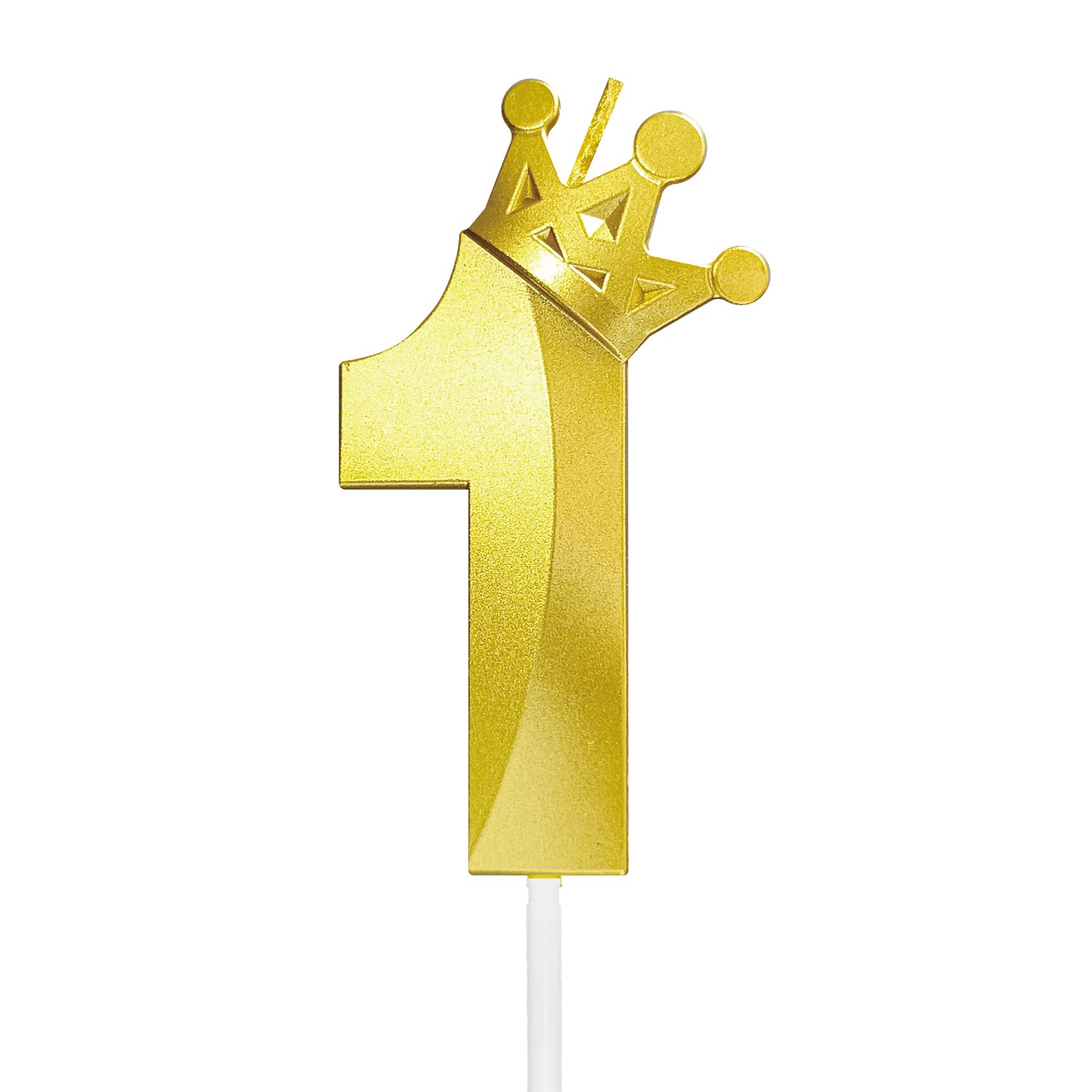 Number 1 Birthday Candle One Year Old Happy Birthday Number Candles Cake Topper Decorations 3D Crown (Crown-1, Gold)