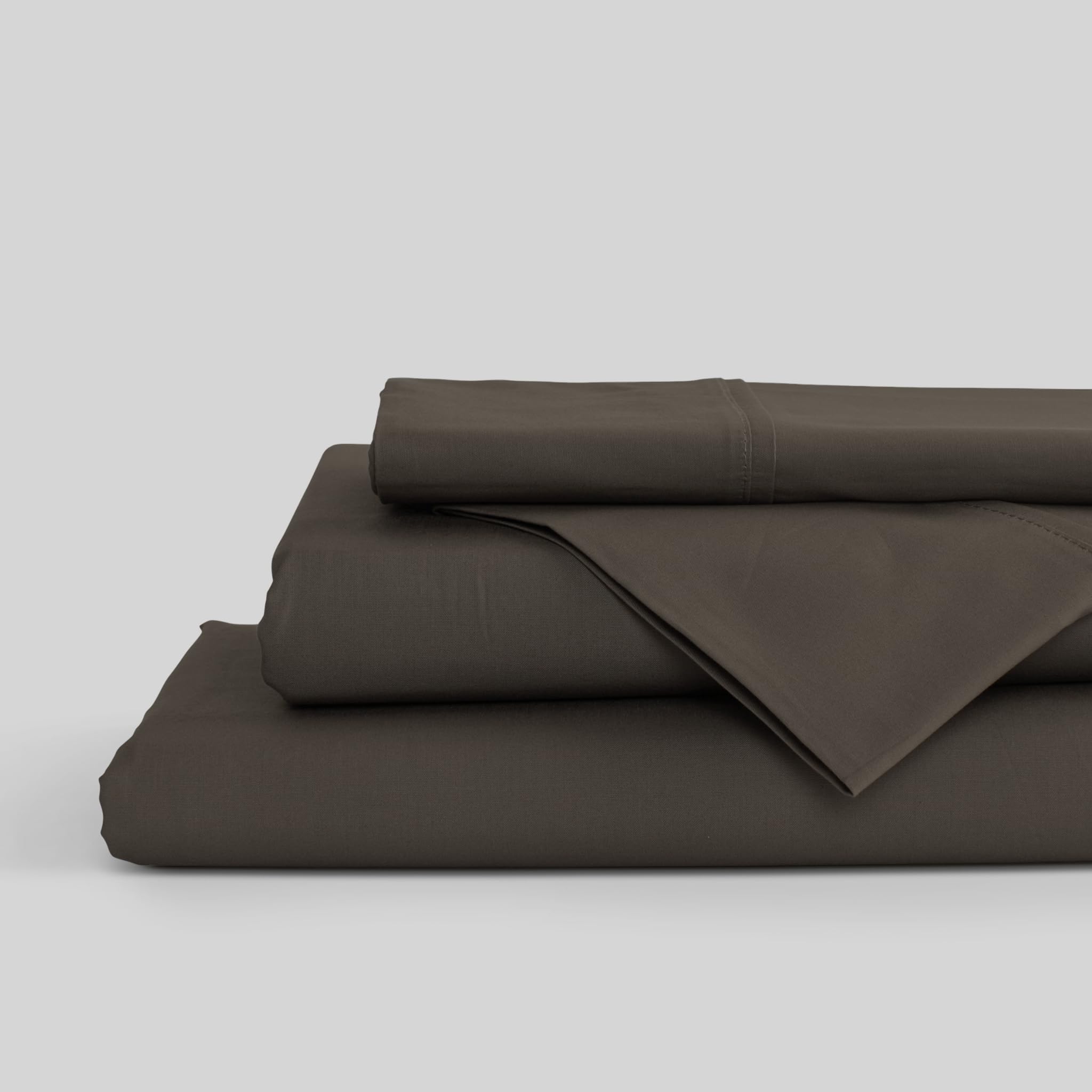 Linen Home 100% Cotton Percale Sheets Full Size, Smoky Charcoal, Deep Pocket, 4 Pieces Set - 1 Flat, 1 Deep Pocket Fitted Sheet and 2 Pillowcases, Crisp Cool and Strong Bed Linen