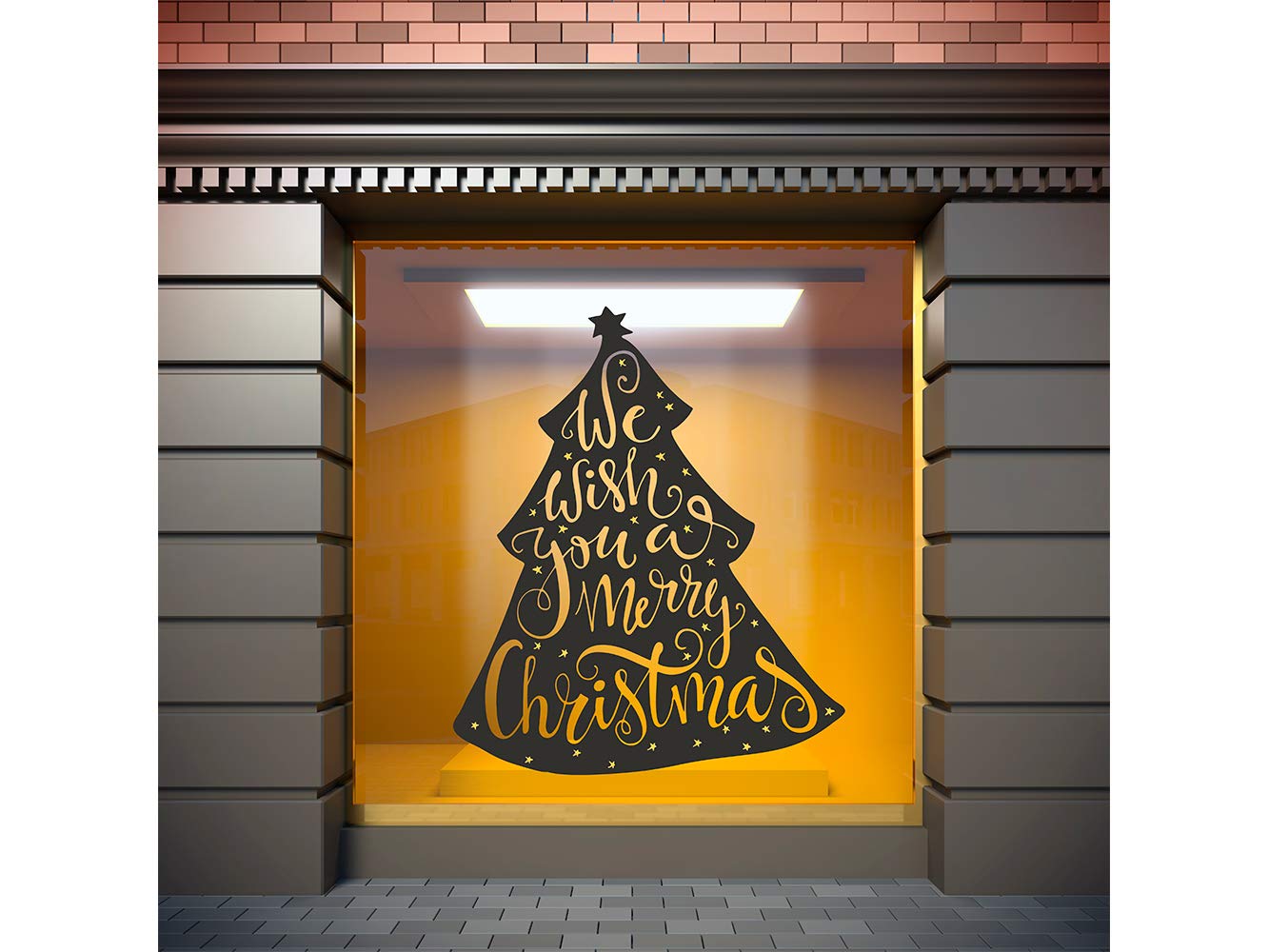 Oedim Vinyle pour vitrines Décoration de Noël Arbre Noël 200 cm de long x 200 cm de haut Adhésif Vinyle Décorez votre vitrine Adhésif Autocollant Autocollant pour vitrines