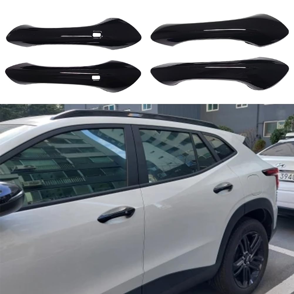 AOKIO Door Handle Cover Trim Compatible for 2024 2025 Chevy Trax Accessories (Glossy Black with Smart Keyhole)