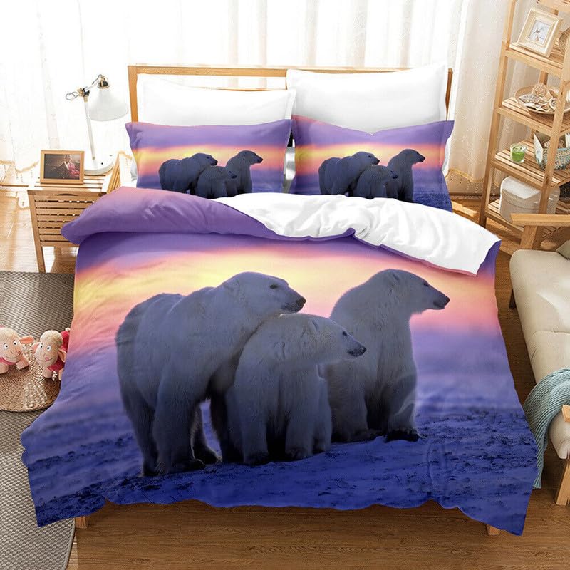 Parure de lit 220x240 adulte ours violet en microfibre haut de gamme douce 110g/㎡