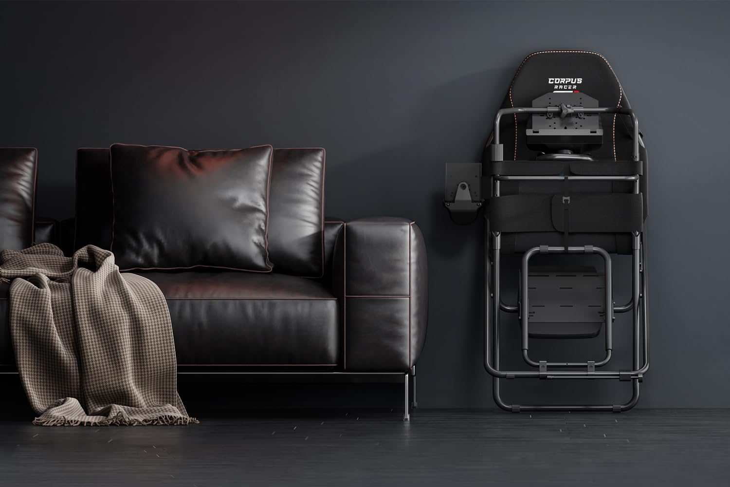 Indeca Cockpit Simracing Corpus Racer GTR con Asiento Plegable | Soporte para Volante, Pedales y Palanca de Cambios | Estructura Ajustable y Estable