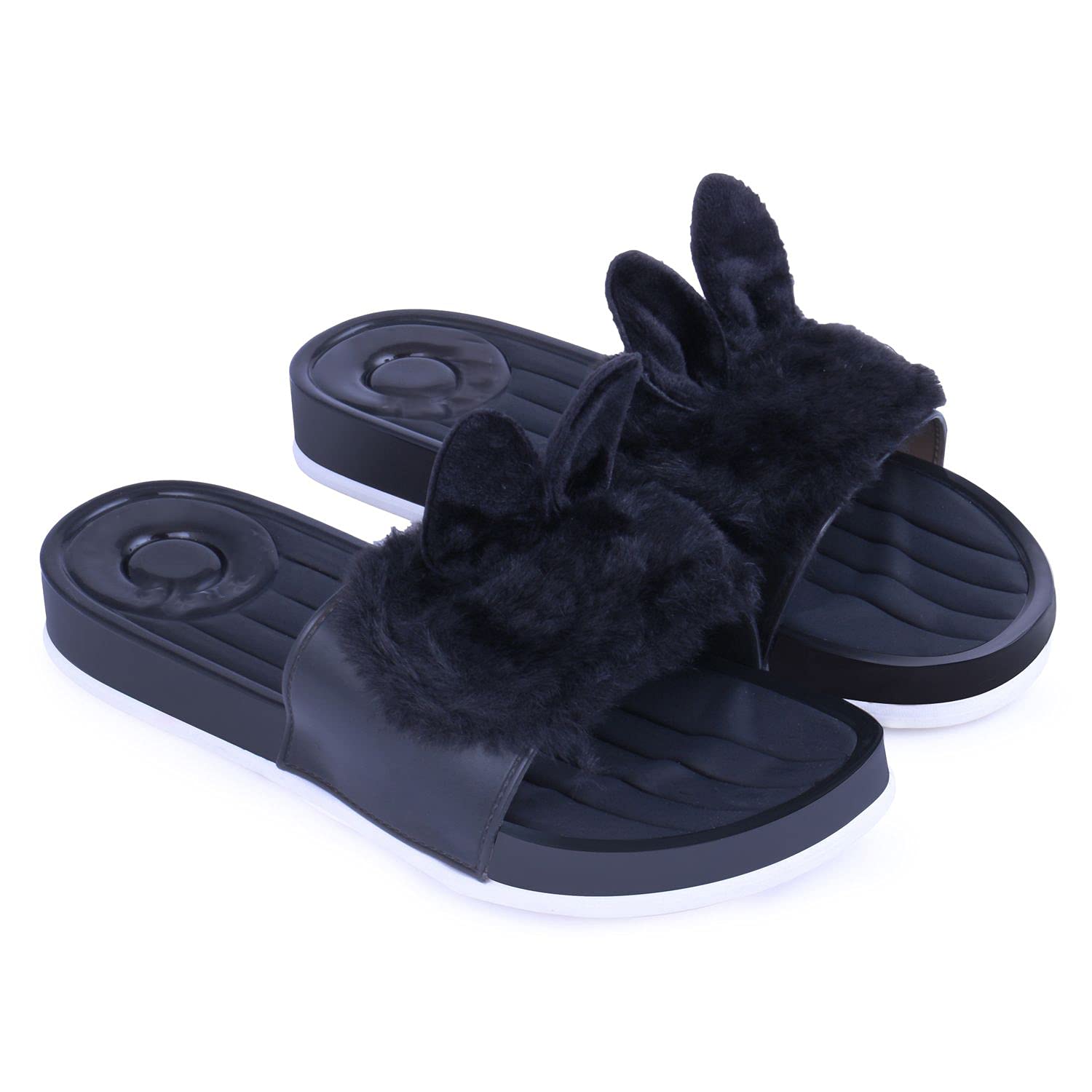 Joda Ghar Womens Slippers Indoor House or Outdoor Latest Fashion Cute furr FlipFlop Slipper for women, Kaanwala-Black-35-AB-JD (B09CGFFL9X) Amazon Price History, Amazon Price Tracker