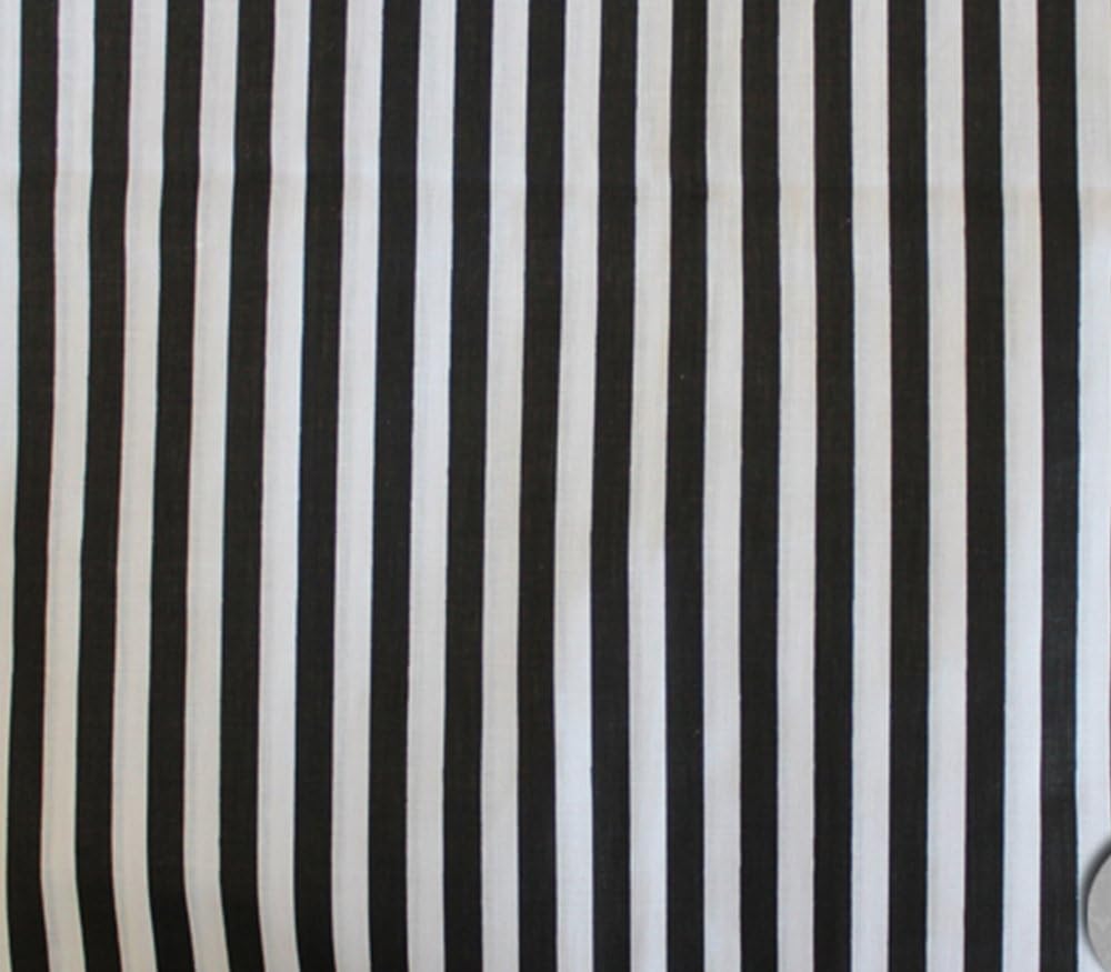Polycotton Fabric Printed Stripe Black / 60 Wide/Sold by The Yard