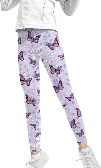 doginthehole Kids Girls Leggings Casual Athletic Dance Workout Running Yoga Pants Full Length Ankle Tights Soft Stretch