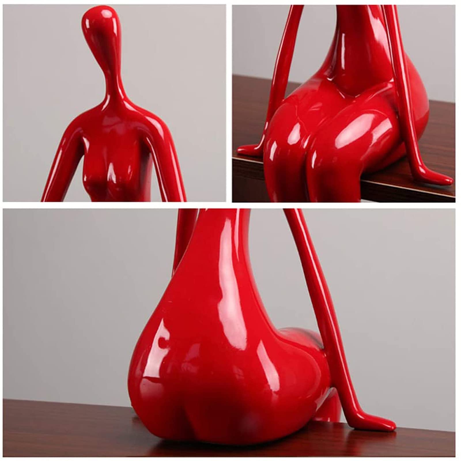 Red Deko Skulptur Dicke Frau Gross,Skulpturen Und Figuren Modern zu einer Frauen geschenk,Abstrakte Kunst Harz Figur Charakter Handarbeit Zubehör Dekoration für Wohnkultur Büro Bücherregal Deko