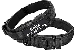 Personalized Tactical Dog Collar with Engraved ID Tags