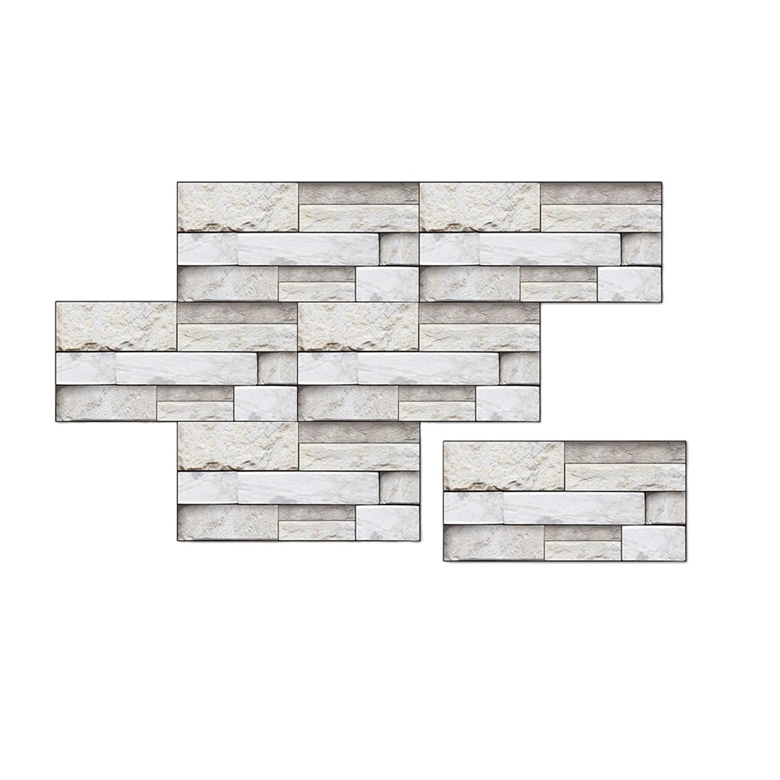 Stick On Tiles 6pc 3D Cobblestone Pattern Wall Stickers Self-Adhesive PVC Sticker Kitchen Bathroom Waterproof(3)